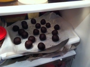 Place the cake fondant balls in the fridge overnight for the Cake Pops