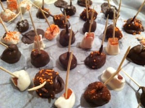 Alternative to Cake Pops, Dip confections in chocolate coating and add sprinkles